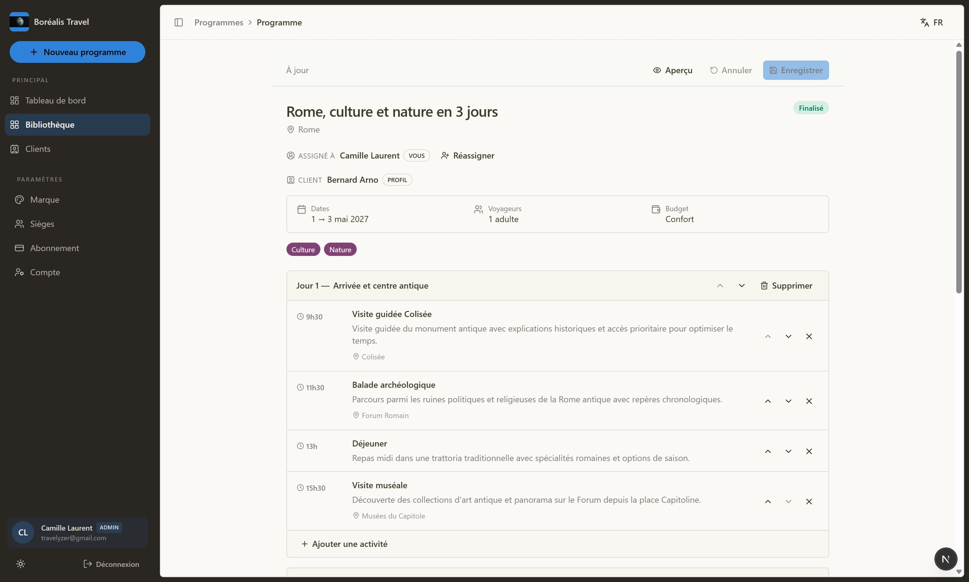 Programmes IA dashboard